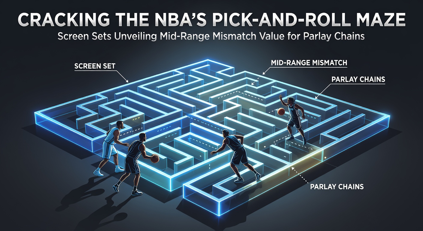 NBA players executing a high pick-and-roll screen, highlighting the ball handler's drive and roller cutting to the rim