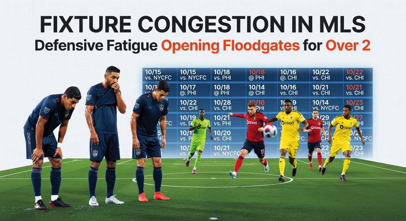 MLS players exhausted during a packed schedule match, highlighting defensive lapses under fixture pressure