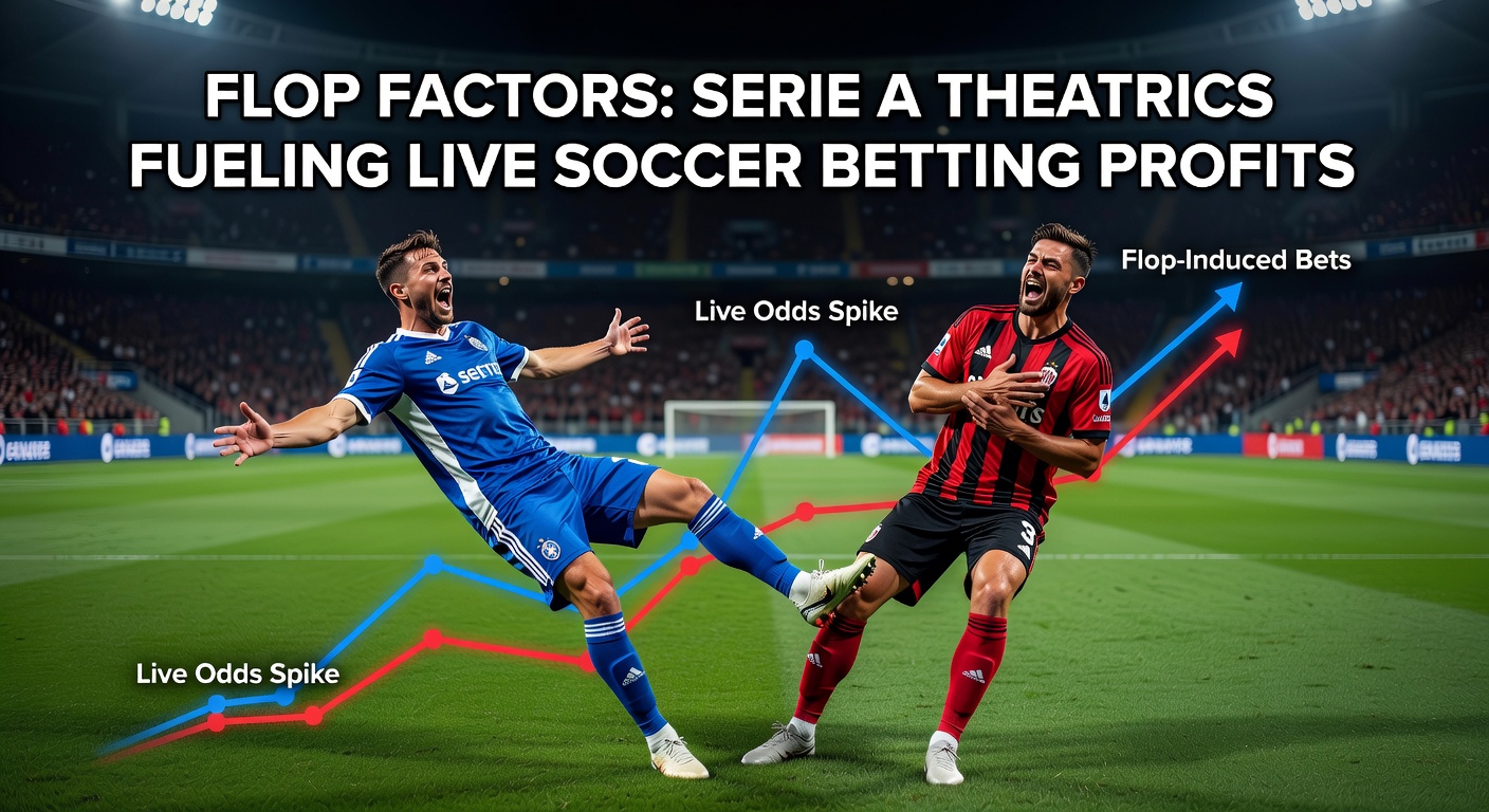 A Serie A player dramatically falling to the ground during a heated match, highlighting theatrical dives that shift live betting odds