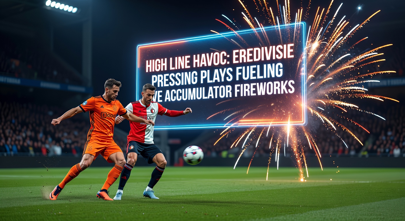 Eredivisie teams executing intense high-line pressing, forcing turnovers high up the pitch during a live match