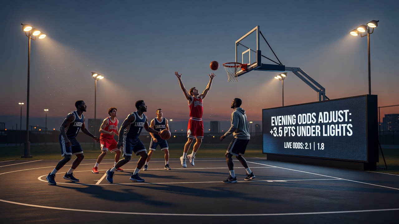 Evening NBA arena lighting setup affecting court visibility and player focus during games