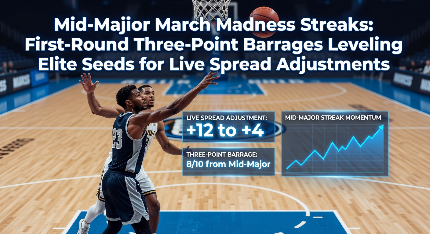 Mid-major players celebrate a clutch three-pointer that ties the game against a top-seeded powerhouse in the first round of March Madness