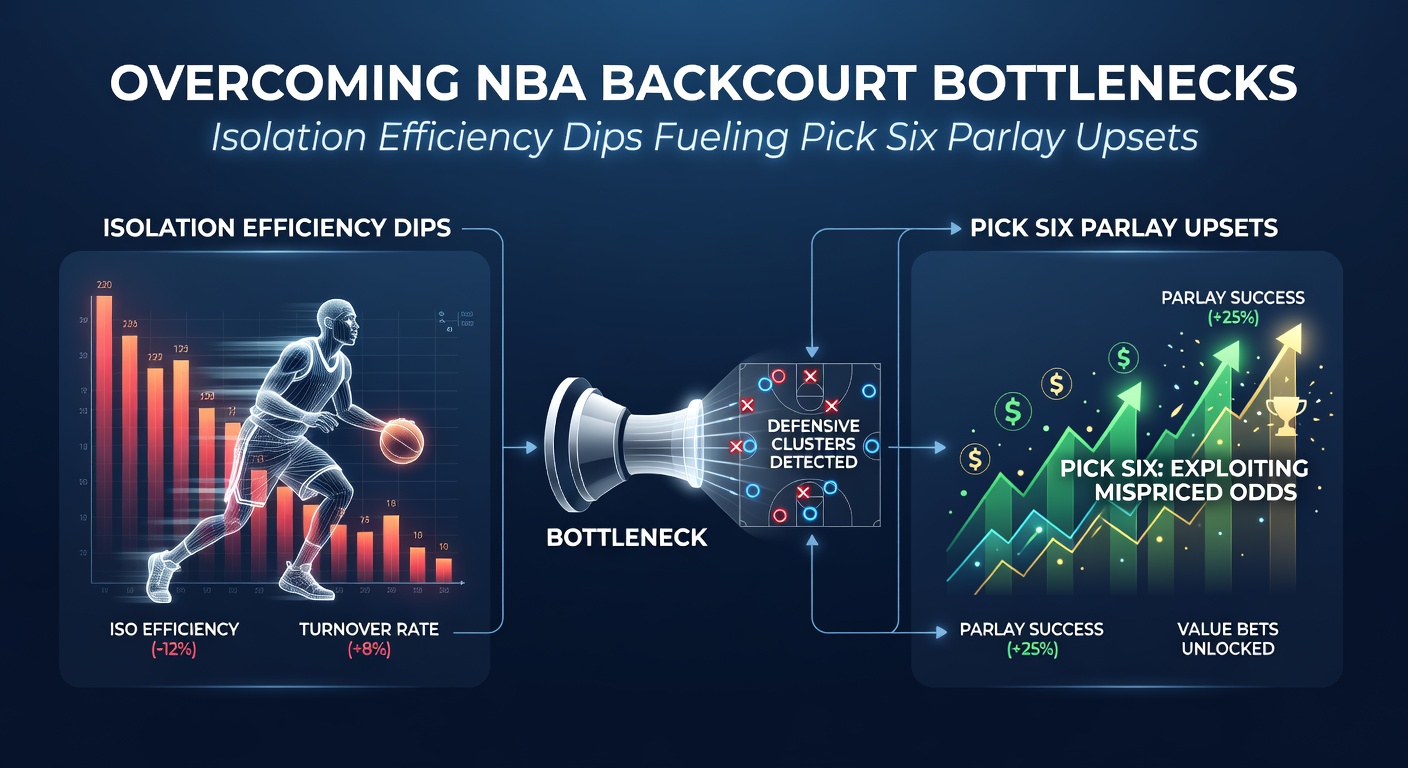NBA player driving through backcourt defense during a tense playoff moment, highlighting isolation struggles