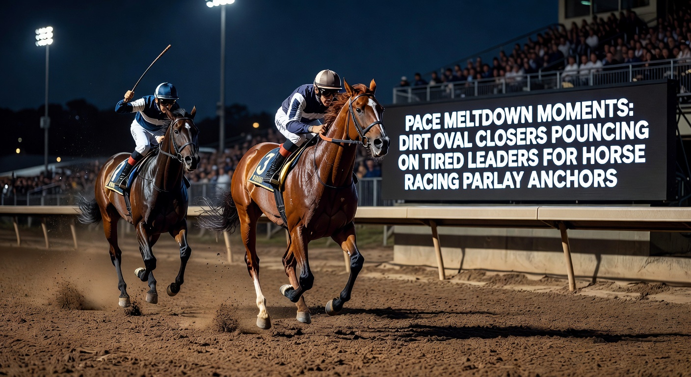 Chart showing pace collapse in a dirt oval route, with early leader fading sharply while closer surges past in the final stages