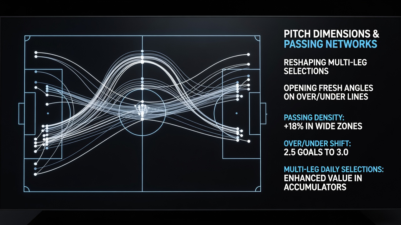 Soccer pitch dimensions influencing passing networks and goal expectations across European leagues