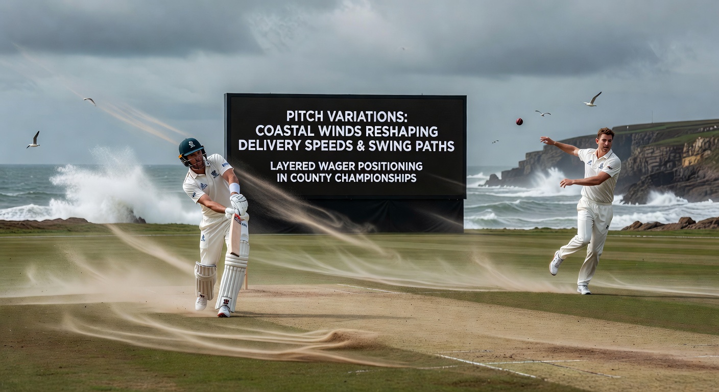 Coastal winds influencing cricket pitch conditions during a County Championship match