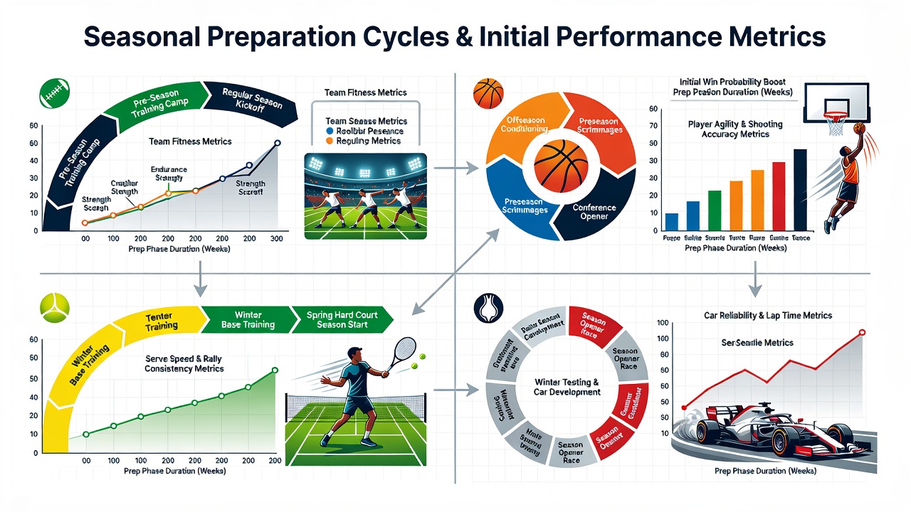 Athletes and teams across football, basketball, tennis, and horse racing engage in structured seasonal preparation cycles that directly shape early performance outcomes