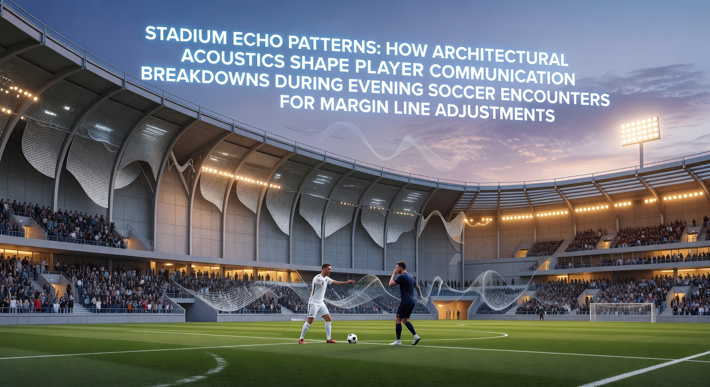 Soccer stadium interior showing curved architecture and seating that influences sound reflection patterns during evening matches