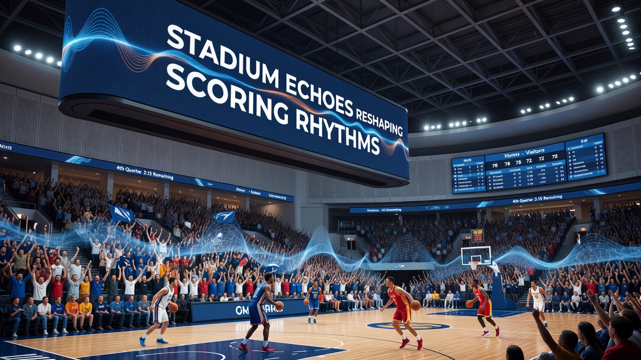Players adjusting communication during a timeout in a loud, packed basketball stadium