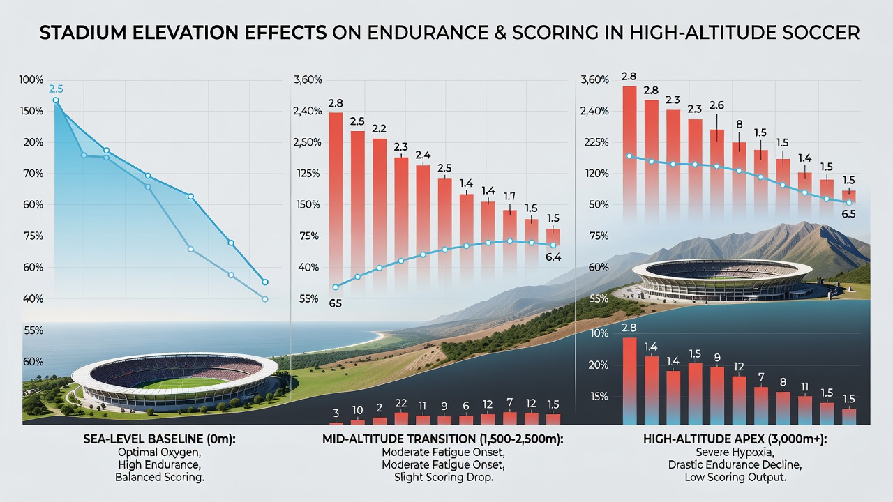 Players monitoring endurance metrics on the pitch at a high-altitude venue